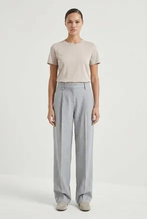 Brunello Cucinelli Light Grey Linen Wool Trousers, Brand Size 44 (US Size 10)