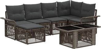 vidaXL Conjunto De Sof&aacute;s De Jard&iacute;n 7 Uds. Gris Y Gris Oscuro Vidaxl