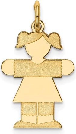Diamond2Deal 14k Gold The Kids Small Girl with Ponytails Engravable Hugs Charm Pendant