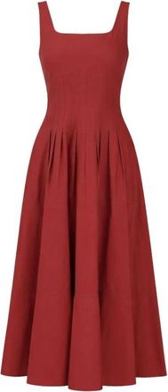 Max Mara Mstfeltre Poplin Jurk met Volle Rok - Dames - Casual kleedjes - Rood - XS - Katoen - Kleedjes