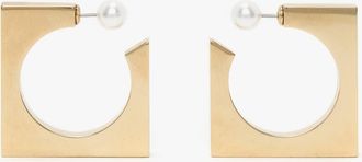 Victoria Beckham Square Faceted Hoop Earrings In Light Gold