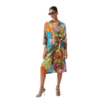 Liu Jo Camicia in raso stampato - Dames - Casual kleedjes - Veelkleurig - XS - Satijn - Kleedjes