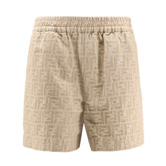 Fendi Korte Broeken, Dames, Beige, S, Linnen, Hoge Taille Linnen Shorts Gemaakt in Italië