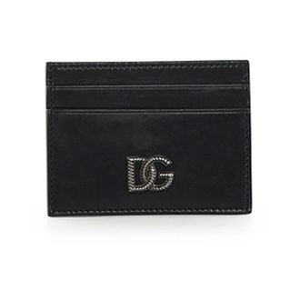 Dolce & Gabbana Wallets & Cardholders, male, Black, Size: ONE SIZE Logo Detail Leather Card Holder