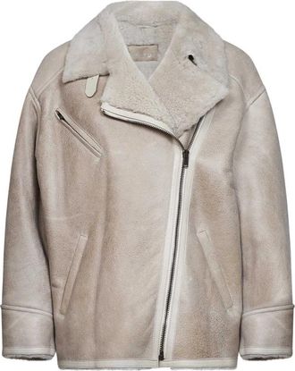Isabel Marant Adelina Shearling Jas - Dames - Leren en Su&egrave;de Jassen - Beige - XS - Jassen