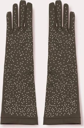 Seymoure Grace Glove with Handset Crystals in Khaki at Nordstrom