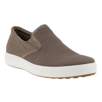 Ecco Mens Soft 7 Slip On Sneakers In Taupe/taupe/lion