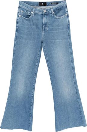7 For All Mankind Cropped Dojo Raw Cut Flared Jeans - Dames - Flared Jeans - Blauw - W25 - Denim - Jeans