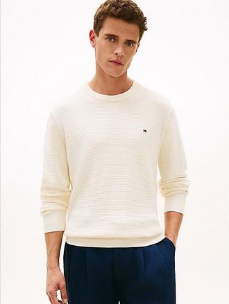 Tommy Hilfiger Textured Knit Crew Neck Jumper
