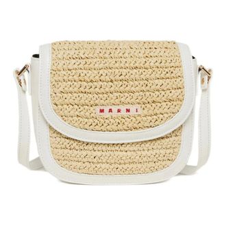 Marni Cross Body Bags, female, White, Size: ONE SIZE Raffia Effect Smile Bag