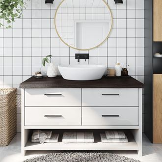 vidaXL Encimera De Ba&ntilde;o Madera Tratada Marr&oacute;n Oscuro 100x50x(2-6) Cm Vidaxl