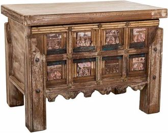 Wanderlust Deco Ba&uacute;l De Madera Marr&oacute;n Con Acabado Artesanal 61x39x46h Cm