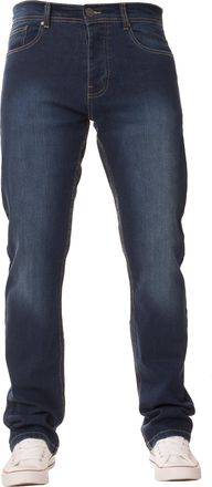 Enzo Jeans Mens Classic Straight Leg Regular Fit Twill Denim Jeans (36W x 34L, Mid Stonewash)