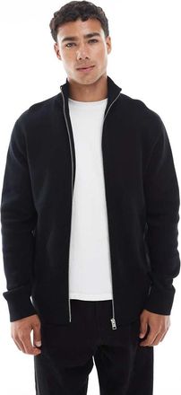 Jack & Jones Premium - Maglione premium lavorato nero con zip