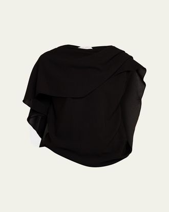 Michael Kors Fluid Wool Cape Top