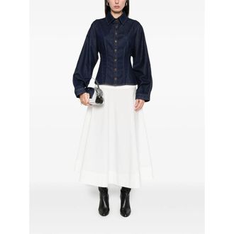 A Gold E Regenerative Cotton Button-Front Shirt - Blue