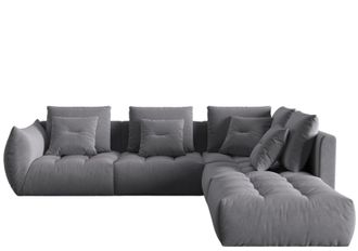MICADONI 7-Sitzer Design Ecksofa Bloom mit Eckteil rechts - Samtbezug