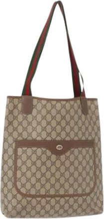 Gucci Pre-owned Tote Bags, female, Beige, Size: ONE SIZE Pre-owned Canvas Tote Bag