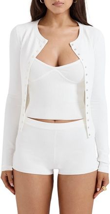 House of CB Riva Stretch Jersey Cardigan in Cloud Dancer at Nordstrom, Size X-Large