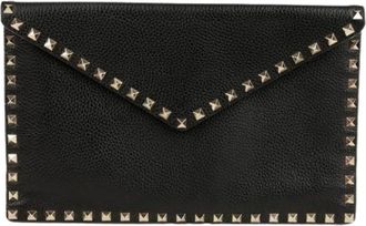Valentino Pre-owned Clutches, female, Black, Size: ONE SIZE Pre-owned Rockstud Envelope Clutch