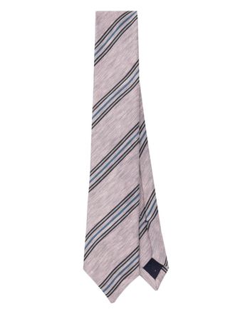 Paul Smith stripe-print linen-silk blend tie - Grey