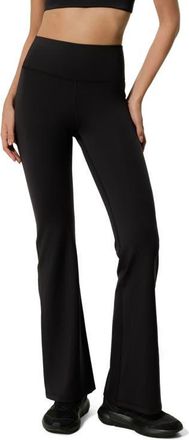 LilySilk Silk Contour High Rise Flared Drape Flow Leggings in Black at Nordstrom, Size X-Large