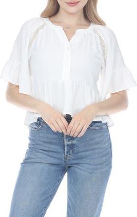 Rain + Rose Eyelet Peplum Top in White at Nordstrom Rack, Size X-Large