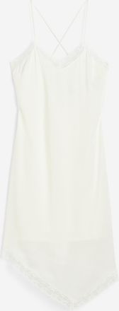 H&M Satinkleid mit Spitzenbesatz - Weiss