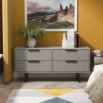 Lewis's Fluted 4 Drawer Bedbox in Dusk Grey - Ready Assembled - Lewiss Home | TJ Hughes