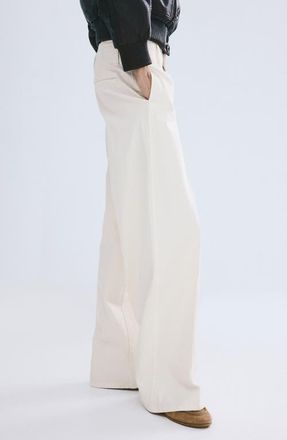 Mango Mid Rise Wide Leg Trouser Jeans in Off White at Nordstrom, Size 6