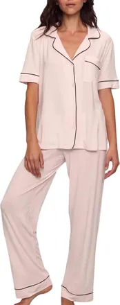 Eberjey Gisele Short Sleeve Pants Pajama Set In Sorbet/ Black