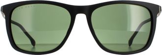 HUGO BOSS Rectangle Matte Black Green BOSS 1249/S/IT