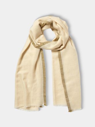Me&K Cashmere Border-Stripe Scarf (78.5in/2m)