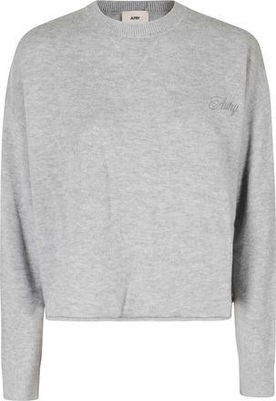 Autry Dark Melange Cropped Wool-Cashmere Sweater