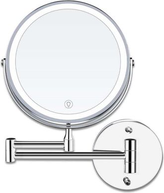 Elle Espejo De Maquillaje Led De 8 Pulgadas Montado En La Pared Con Luz De Aumento, Aumento De 1x/10x, Carga Usb, Ajustable A 3 Colores, Giratorio 360&deg; Y E