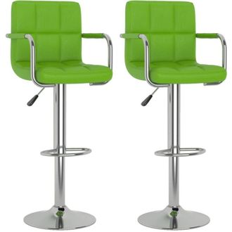 vidaXL Vidaxl - Taburetes De Cocina 2 Unidades Cuero Sint&eacute;tico Verde