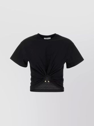 Paco Rabanne cotton slim-fit ruched ring-detailed cropped t-shirt