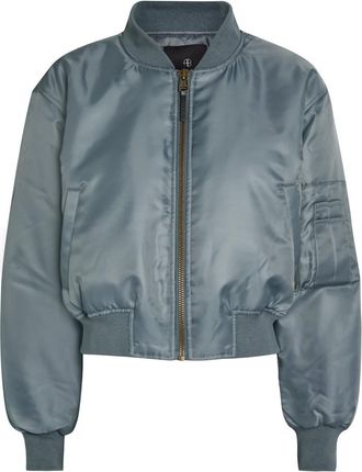 Anine Bing Leon Padded Satin-twill Cropped Bomber Jacket - Dark Grey - S (UK8-10 / S)