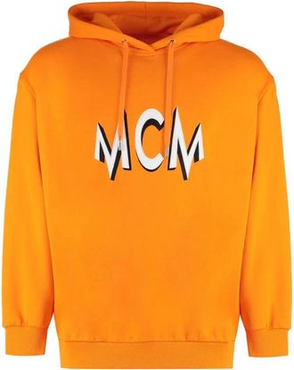 MCM Logo Geborduurde Katoenen Hoodie - Heren - Hoodies - Oranje - M - Katoen - Hoodies & sweatvesten