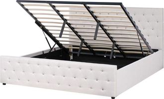 Beliani Ottoman Bed Fabric AMIENS 180 x 200 cm (EU Super King) Beige