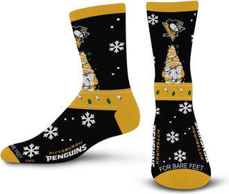 For Bare Feet NHL Sweater Gnome Holiday Sock Crew, Team Color, L