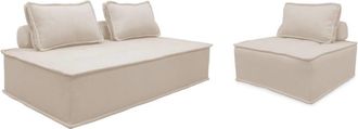 Sweeek Sof&aacute; modular en tela lisa, 3 plazas, crema