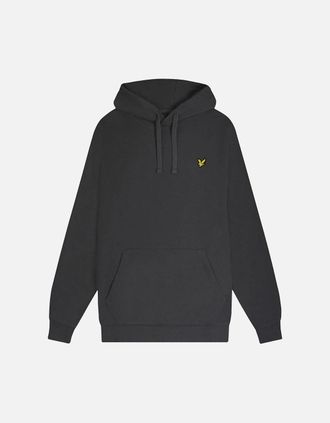 Lyle & Scott Mens Lyle & Scott Branded Gunmetal Pull Over Hoodie - Black - Size: 40