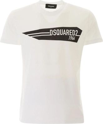 Dsquared2 Mens 1964 Logo White T-shirt Cotton - Size Medium