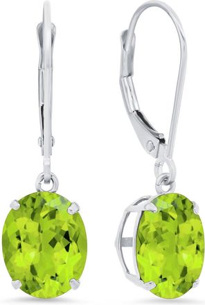 MAX + STONE 14K White Gold 8X10mm Oval Gemstone Dangle Earrings