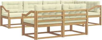 vidaXL Conjunto De Sof&aacute;s De Exterior 6 Uds. Blanco Y Crema Poli&eacute;ster Vidaxl