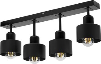 OEM L&aacute;mpara De Techo Negra De Madera Y Metal De Estilo Escandinavo, 4xe27, Iluminaci&oacute;n Led Moderna Para Sal&oacute;n, Cocina, Dormitorio, Habitaci&oacute;n Infantil, Lo
