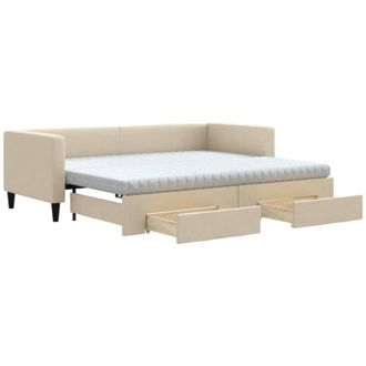 vidaXL Vidaxl - Sof&aacute; Cama Nido Con Cajones Tela Color Crema 80x200 Cm