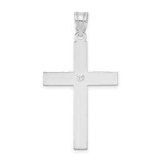 Diamond2Deal 14k White Gold.02 carat Diamond Cross Pendant
