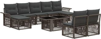 vidaXL Conjunto De Sof&aacute;s De Jard&iacute;n 10 Uds. Gris Y Gris Oscuro Vidaxl